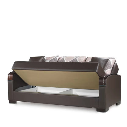 3 Seater Sofa: 87 in. Vegan Leather 3-Seater Twin 3-in-1 Sleeper Sofa Bed with Storage
