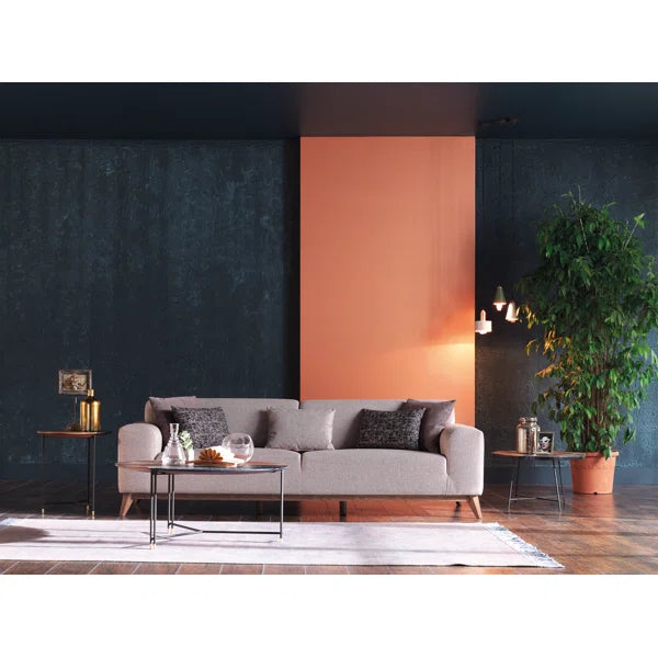 3 Seater Sofa: 94.49" Wide 3 Seater Sofa Bed in Cream