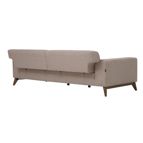 3 Seater Sofa: 94.49" Wide 3 Seater Sofa Bed in Cream