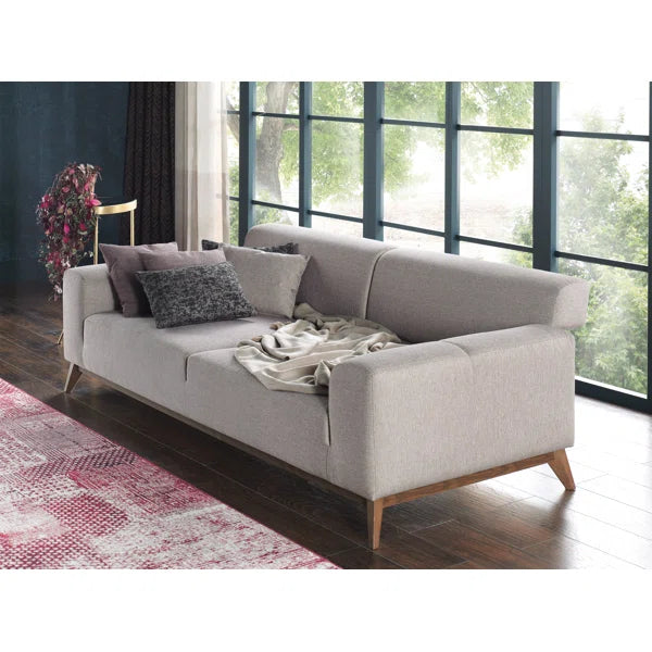 3 Seater Sofa: 94.49" Wide 3 Seater Sofa Bed in Cream
