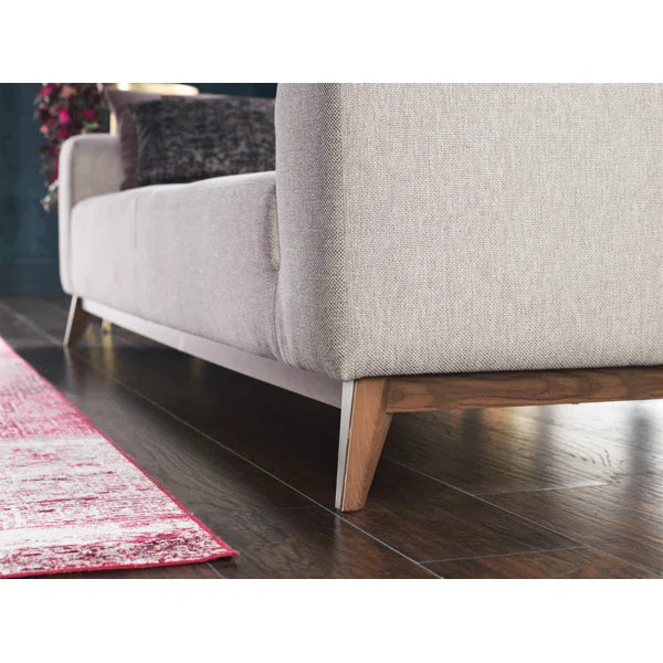 3 Seater Sofa: 94.49" Wide 3 Seater Sofa Bed in Cream