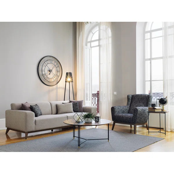 3 Seater Sofa: 94.49" Wide 3 Seater Sofa Bed in Cream