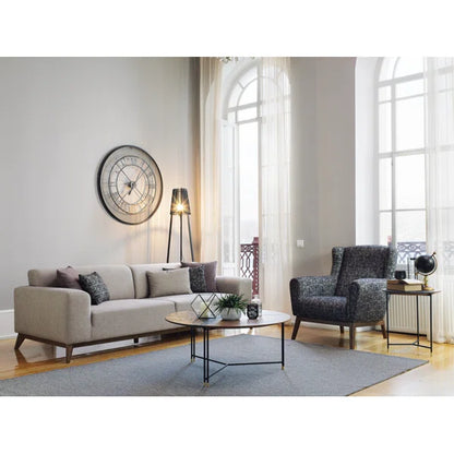 3 Seater Sofa: 94.49" Wide 3 Seater Sofa Bed in Cream