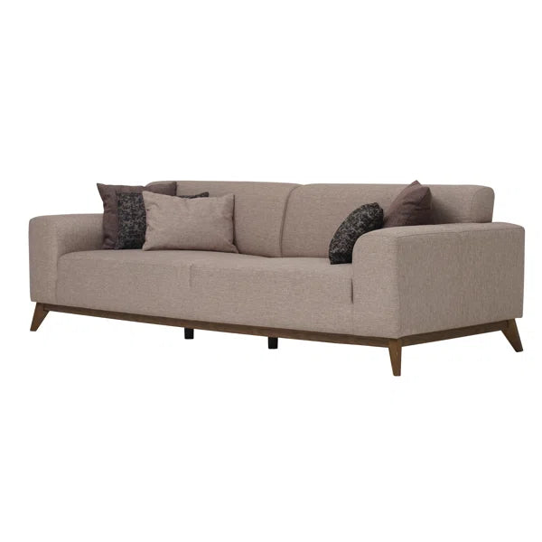 3 Seater Sofa: 94.49" Wide 3 Seater Sofa Bed in Cream