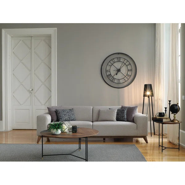 3 Seater Sofa: 94.49" Wide 3 Seater Sofa Bed in Cream