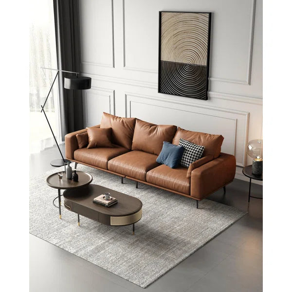 3 Seater Sofa: 94.5'' Vegan Leather Sofa