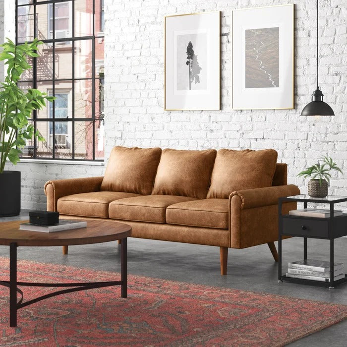3 Seater Sofa: Ainsley 73.6'' Vegan Leather Sofa