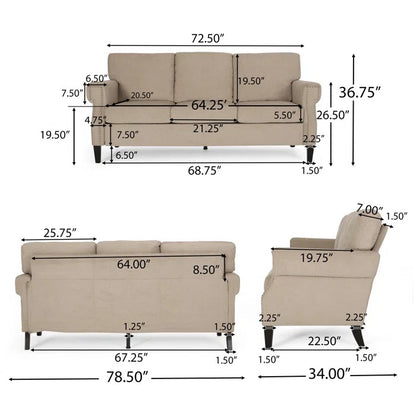 3 Seater Sofa: Deylin 78.5'' Upholstered Sofa