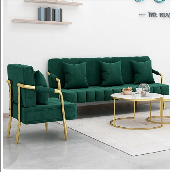 3 Seater Sofa: Endyia Couches For Living Room with 2 Velvet Pillow Top Arm Loveseat
