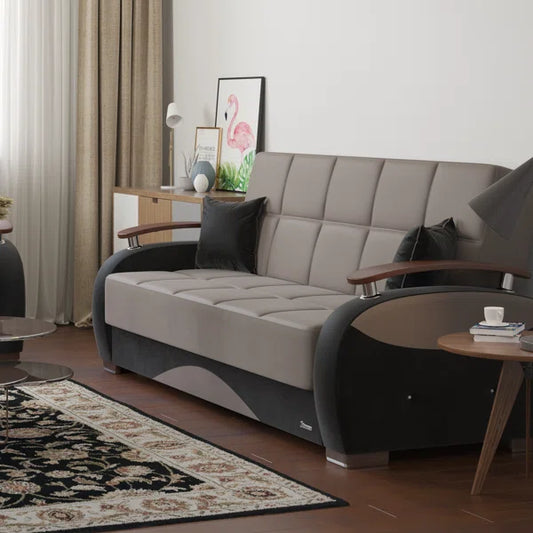 3 Seater Sofa: Fabric Upholstered 3-Seater Twin 3-in-1 Sleeper Sofa Bed with Storage
