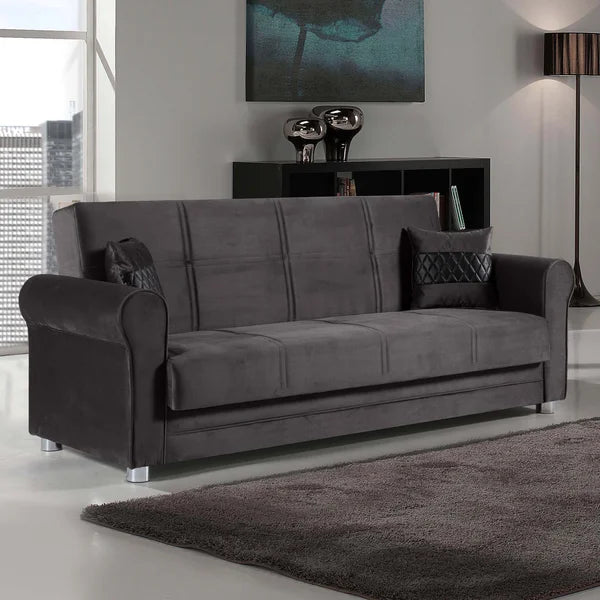 3 Seater Sofa: Fabric Upholstered 3-Seater Twin 3-in-1 Sleeper Sofa Bed with Storage