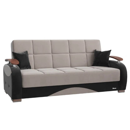 3 Seater Sofa: Fabric Upholstered 3-Seater Twin 3-in-1 Sleeper Sofa Bed with Storage