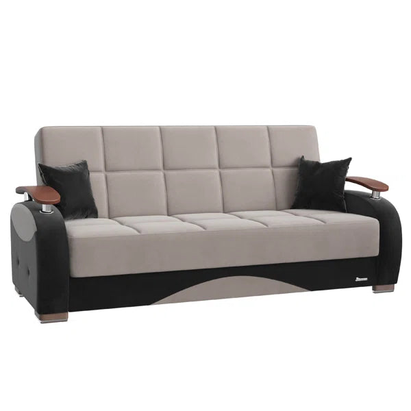 3 Seater Sofa: Fabric Upholstered 3-Seater Twin 3-in-1 Sleeper Sofa Bed with Storage