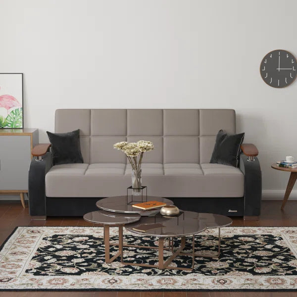 3 Seater Sofa: Fabric Upholstered 3-Seater Twin 3-in-1 Sleeper Sofa Bed with Storage