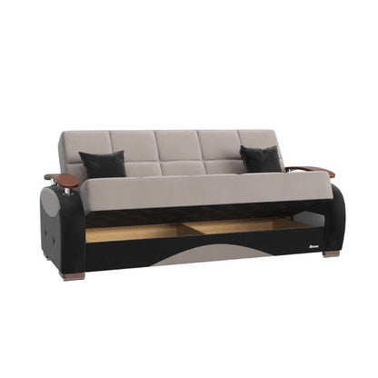 3 Seater Sofa: Fabric Upholstered 3-Seater Twin 3-in-1 Sleeper Sofa Bed with Storage