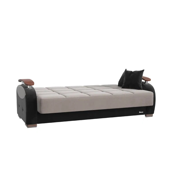 3 Seater Sofa: Fabric Upholstered 3-Seater Twin 3-in-1 Sleeper Sofa Bed with Storage