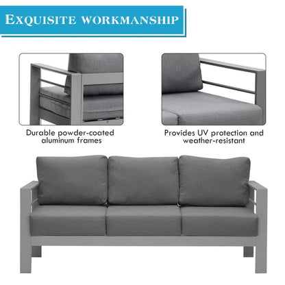 3 Seater Sofa: Jaxon 73'' Metal Outdoor Patio Sofa