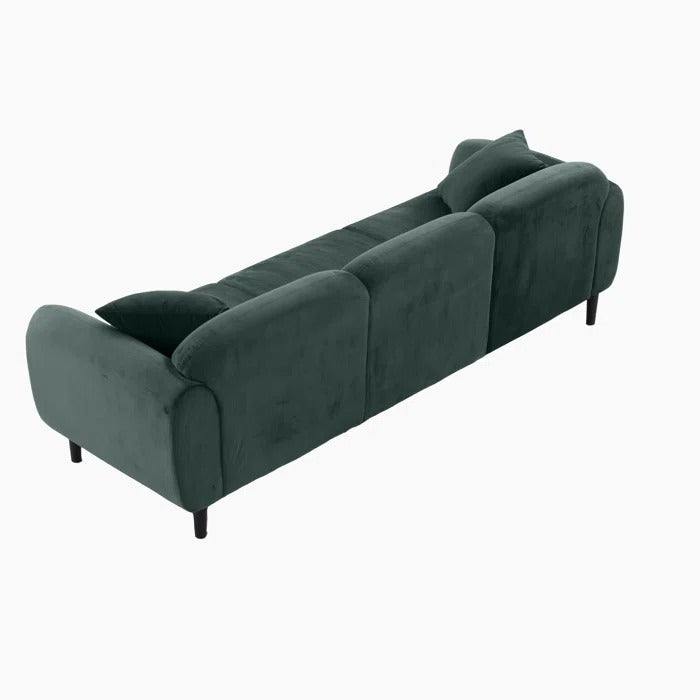 3 Seater Sofa: Mid Century Modern 3 Seater Couch Velveteen Sofa With Solid Wood Leg For Living Room