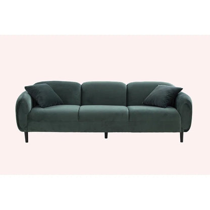 3 Seater Sofa: Mid Century Modern 3 Seater Couch Velveteen Sofa With Solid Wood Leg For Living Room