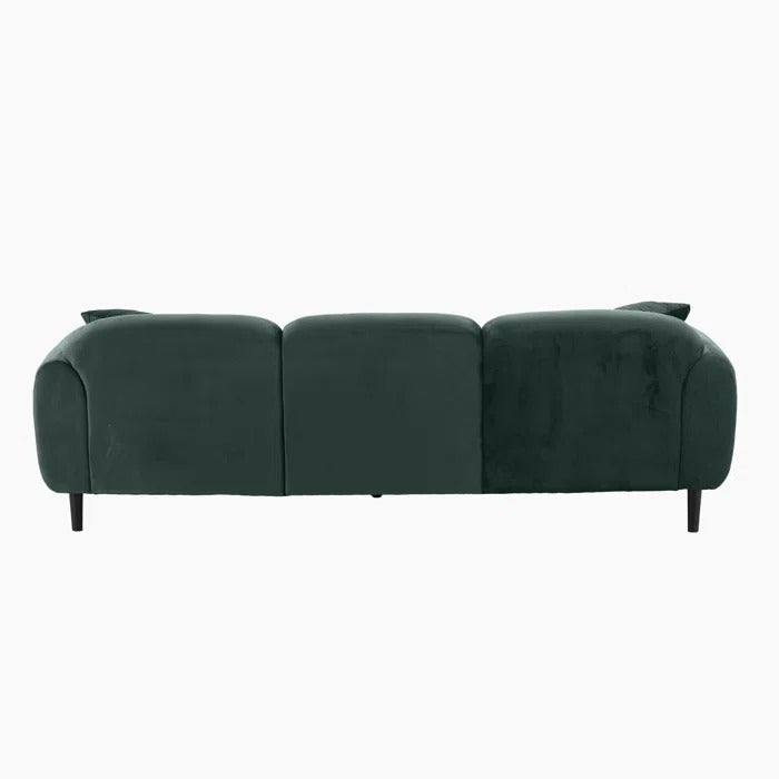3 Seater Sofa: Mid Century Modern 3 Seater Couch Velveteen Sofa With Solid Wood Leg For Living Room
