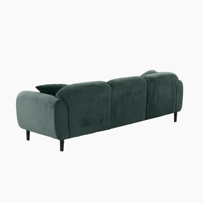 3 Seater Sofa: Mid Century Modern 3 Seater Couch Velveteen Sofa With Solid Wood Leg For Living Room