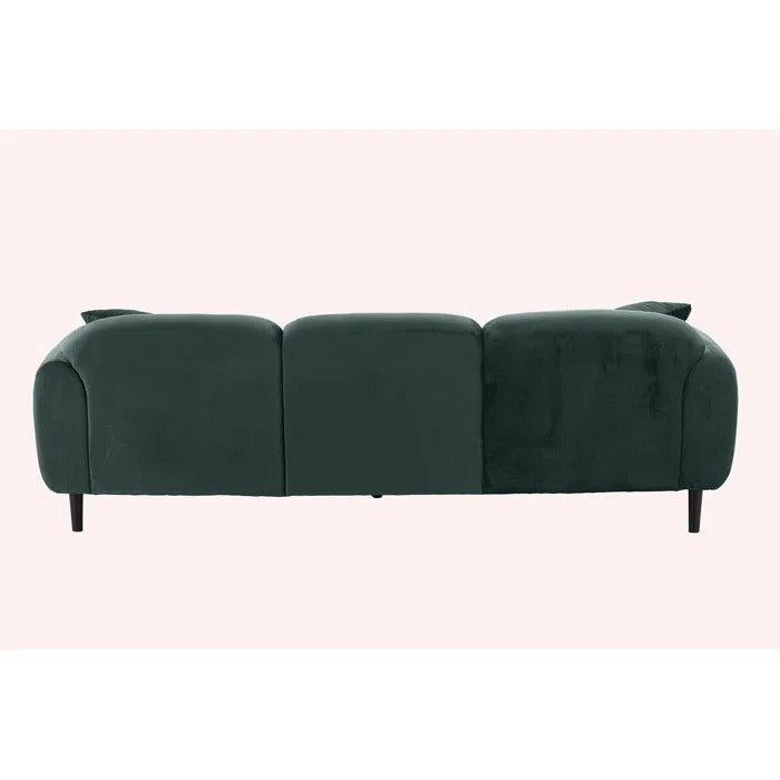 3 Seater Sofa: Mid Century Modern 3 Seater Couch Velveteen Sofa With Solid Wood Leg For Living Room