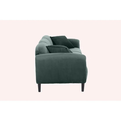 3 Seater Sofa: Mid Century Modern 3 Seater Couch Velveteen Sofa With Solid Wood Leg For Living Room