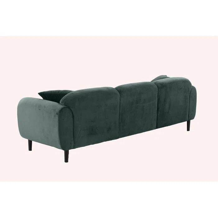 3 Seater Sofa: Mid Century Modern 3 Seater Couch Velveteen Sofa With Solid Wood Leg For Living Room