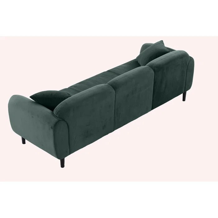 3 Seater Sofa: Mid Century Modern 3 Seater Couch Velveteen Sofa With Solid Wood Leg For Living Room