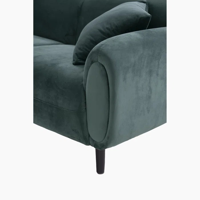 3 Seater Sofa: Mid Century Modern 3 Seater Couch Velveteen Sofa With Solid Wood Leg For Living Room