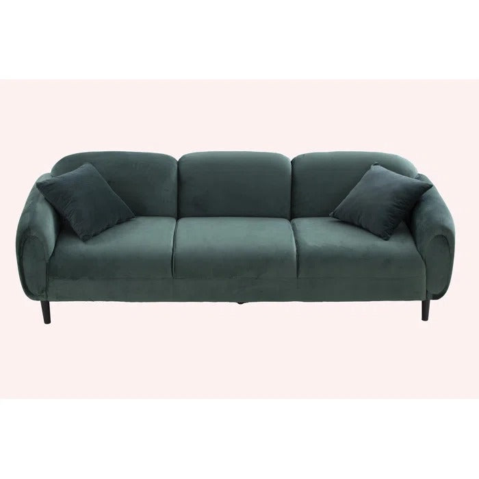 3 Seater Sofa: Mid Century Modern 3 Seater Couch Velveteen Sofa With Solid Wood Leg For Living Room