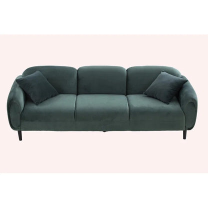 3 Seater Sofa: Mid Century Modern 3 Seater Couch Velveteen Sofa With Solid Wood Leg For Living Room