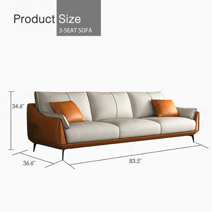 3 Seater Sofa: Modern Faux Leather Upholstered 3-Seater Sofa With Carbon Steel Legs