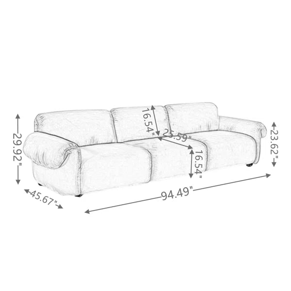 3 Seater Sofa: Modern Style Green Velvet Fabric Comfortable 3-Seat Living Room Sofa