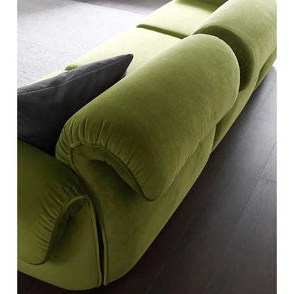 3 Seater Sofa: Modern Style Green Velvet Fabric Comfortable 3-Seat Living Room Sofa