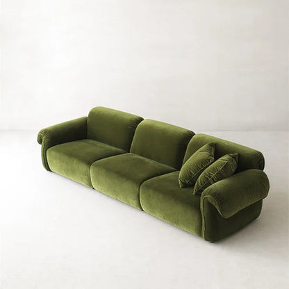 3 Seater Sofa: Modern Style Green Velvet Fabric Comfortable 3-Seat Living Room Sofa