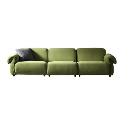 3 Seater Sofa: Modern Style Green Velvet Fabric Comfortable 3-Seat Living Room Sofa