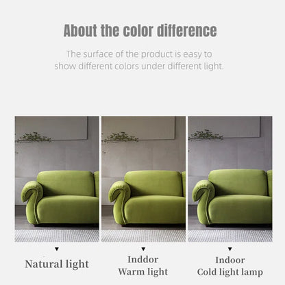 3 Seater Sofa: Modern Style Green Velvet Fabric Comfortable 3-Seat Living Room Sofa