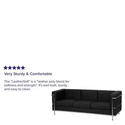 3 Seater Sofa: Orsola Contemporary Leather Soft Sofa with Double Bar Encasing Frame