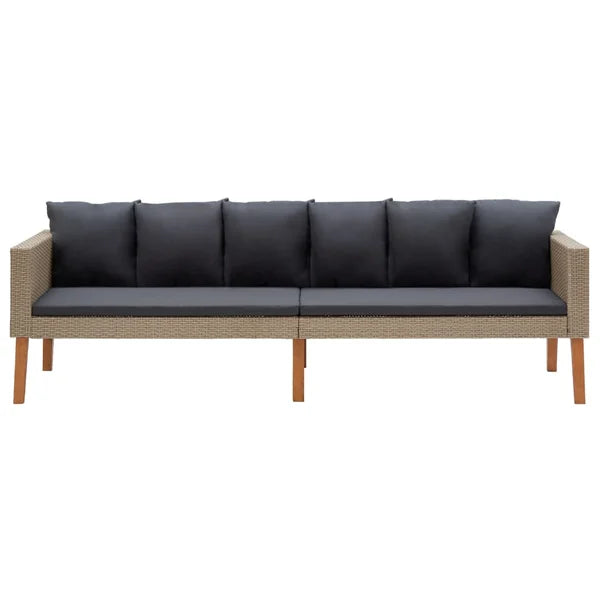 3 Seater Sofa: Patio Sofa with Cushions Poly Rattan