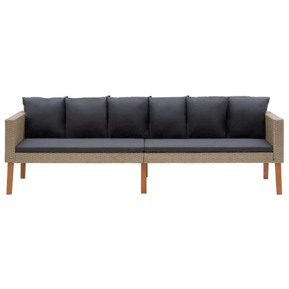 3 Seater Sofa: Patio Sofa with Cushions Poly Rattan