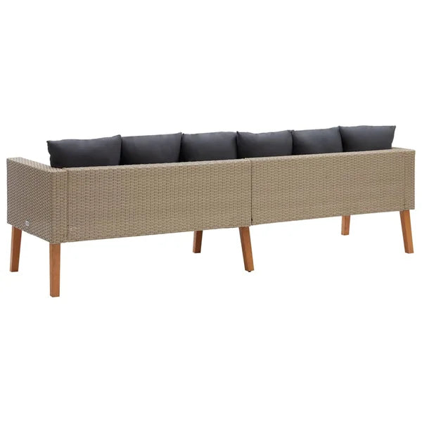 3 Seater Sofa: Patio Sofa with Cushions Poly Rattan