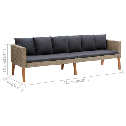3 Seater Sofa: Patio Sofa with Cushions Poly Rattan