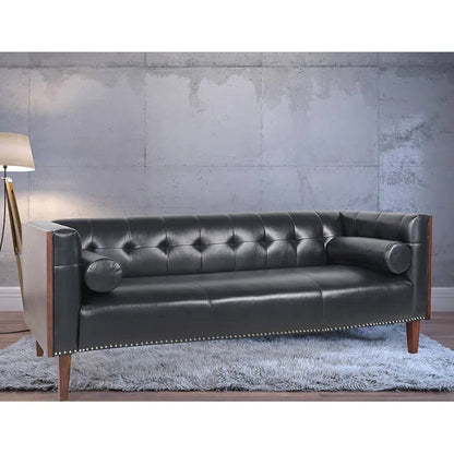 3 Seater Sofa Set: 76.37'' Vegan Leather Sofa