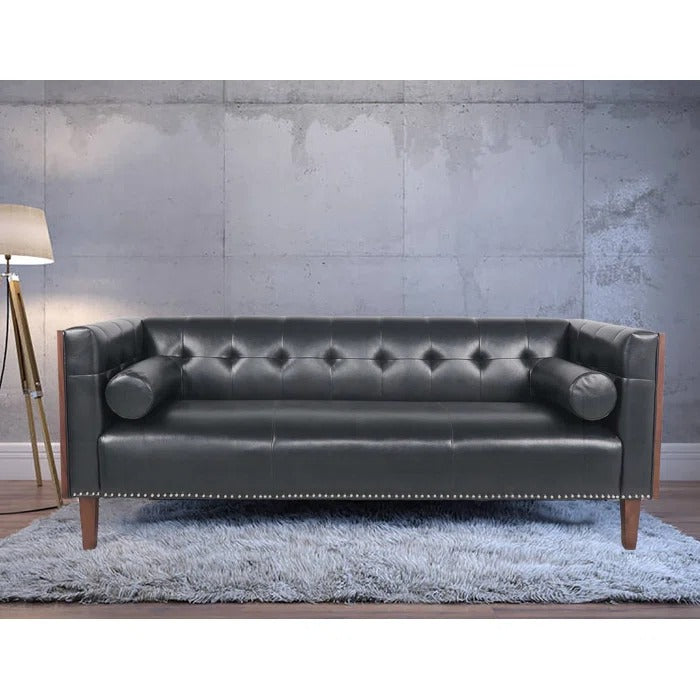 3 Seater Sofa Set: 76.37'' Vegan Leather Sofa