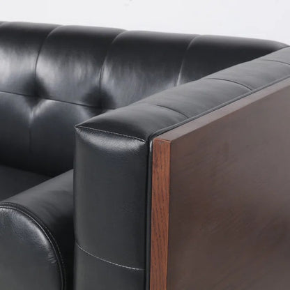 3 Seater Sofa Set: 76.37'' Vegan Leather Sofa