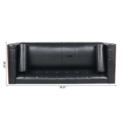3 Seater Sofa Set: 76.37'' Vegan Leather Sofa