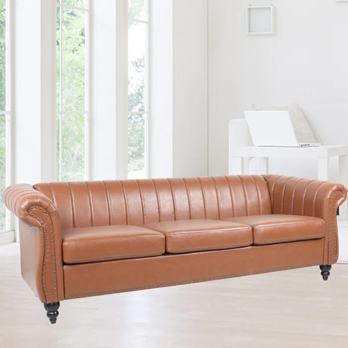 3 Seater Sofa Set: Aruca 84'' Vegan Leather Sofa