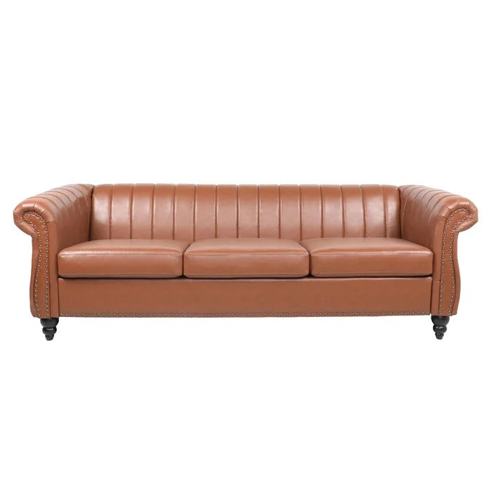 3 Seater Sofa Set: Aruca 84'' Vegan Leather Sofa