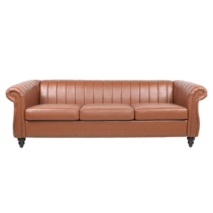 3 Seater Sofa Set: Aruca 84'' Vegan Leather Sofa